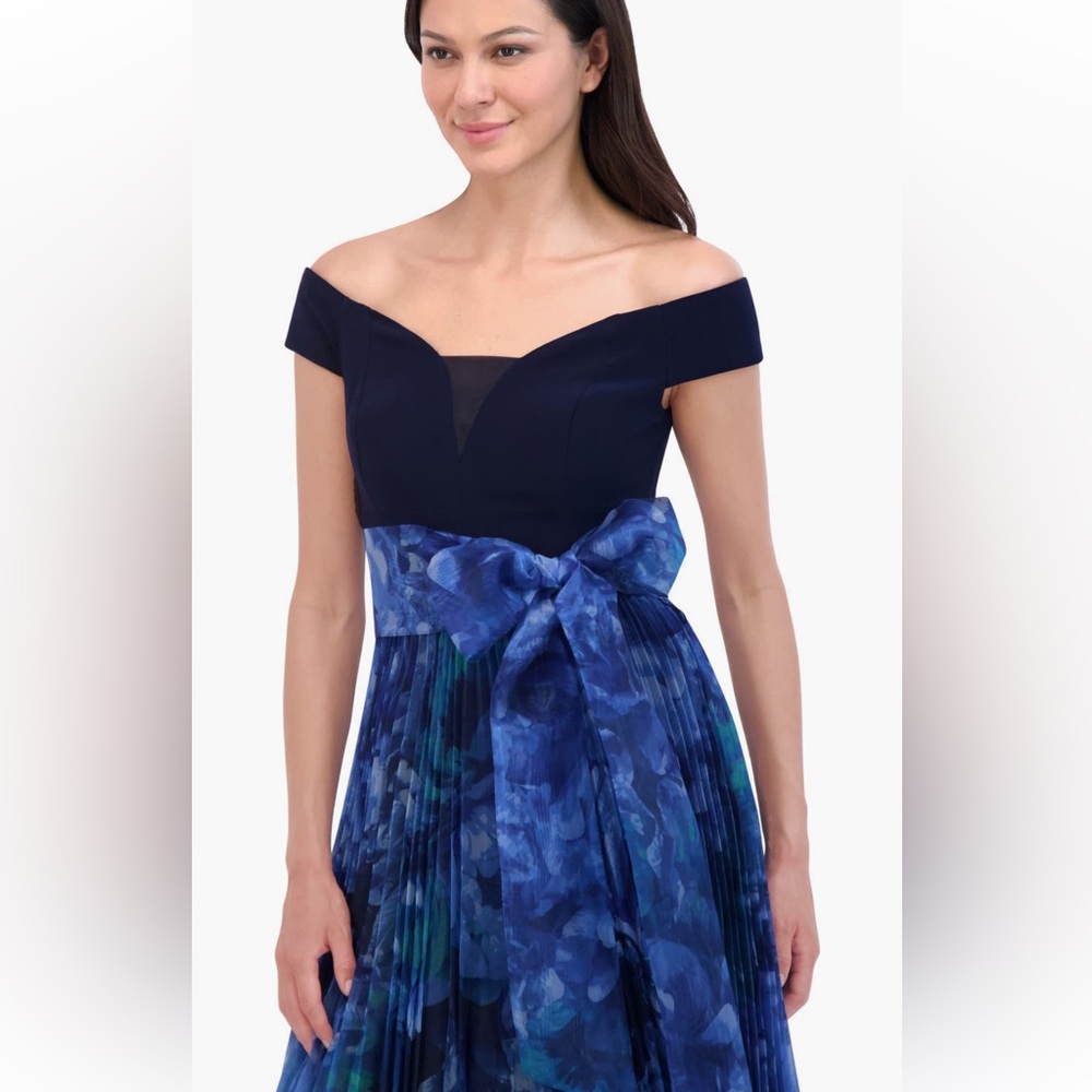 Eliza J Strapless Navy and Blue Dress